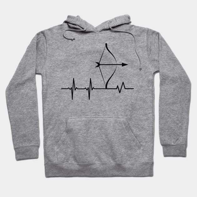 Archery Heartbeat Bow And Arrow Pulse Archer Hoodie by Foxxy Merch